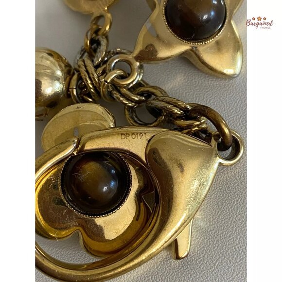 Authentic LOUIS VUITTON Gold Brown Bijoux Sac Tresor Flower Bag Charm - Picture 7 of 10